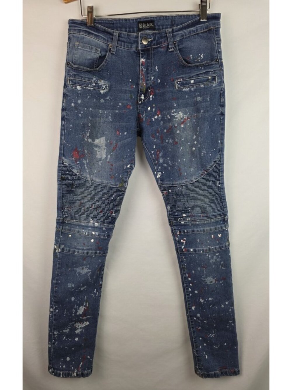 CJ Black Premium Men's Jeans Size 34 / 32 Distressed Paint Splatter Skinny Flex